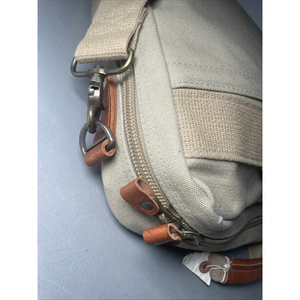 Vintage Lands End Canvas Leather Duffle Weekender Bag USA Made